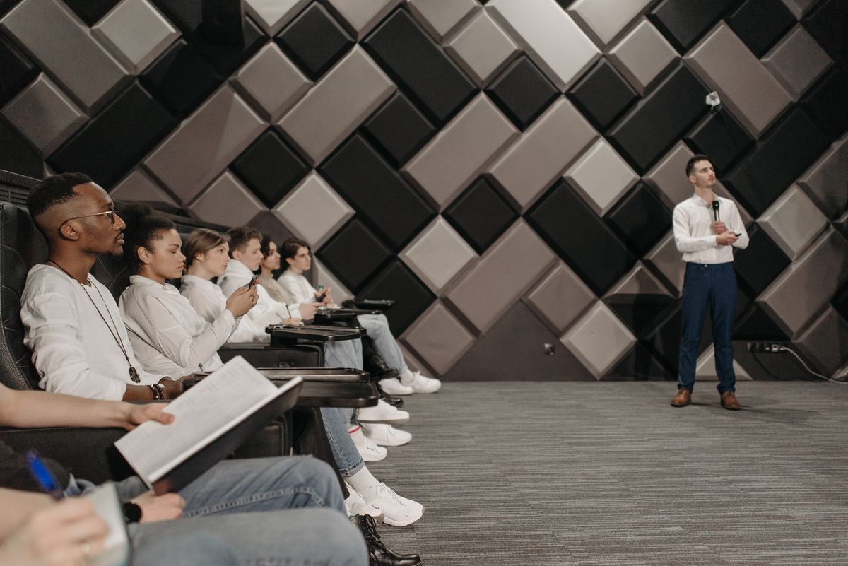 Audience attending a professional presentation